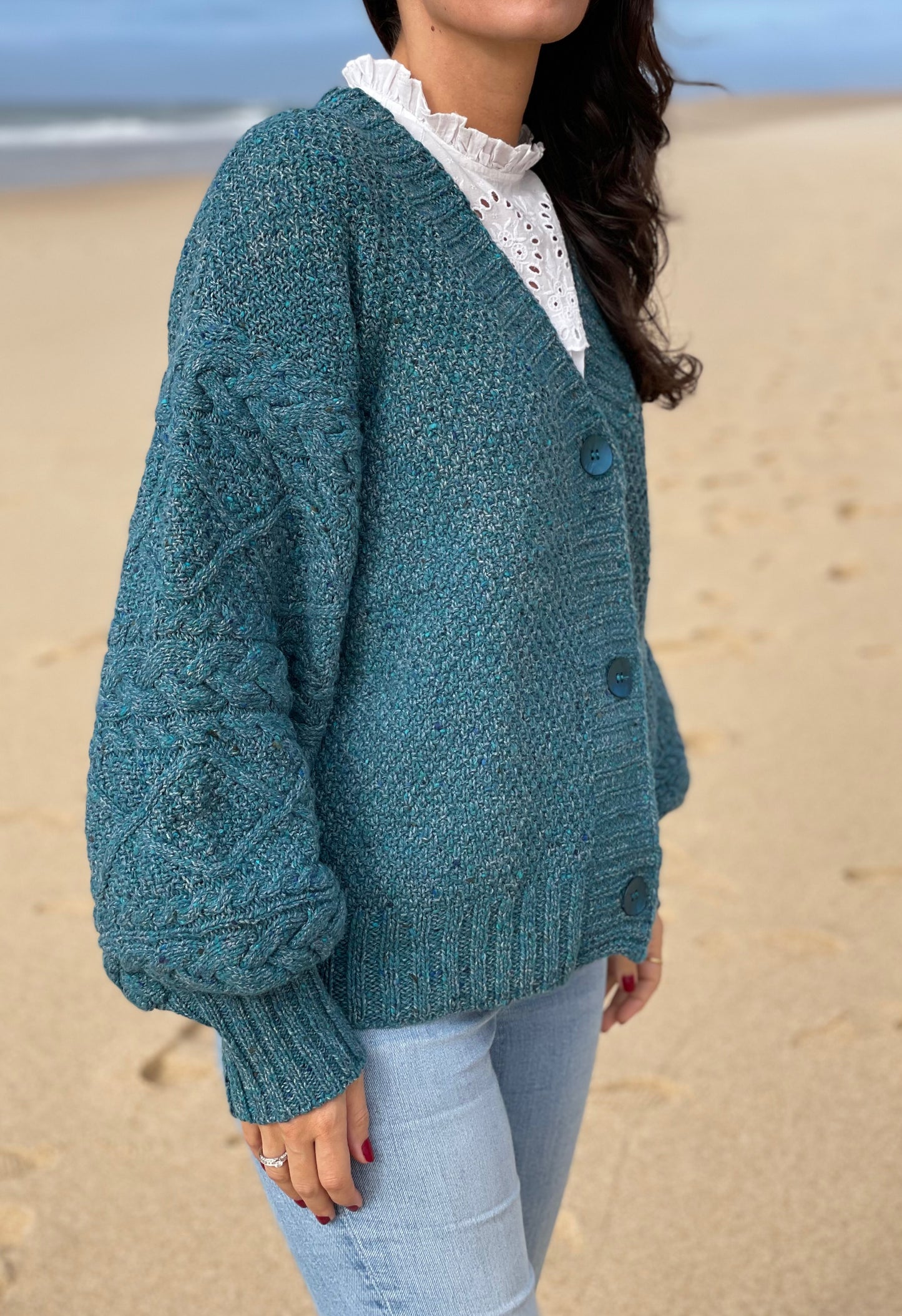 Chaqueta Kinsale de lana merina en punto Aran