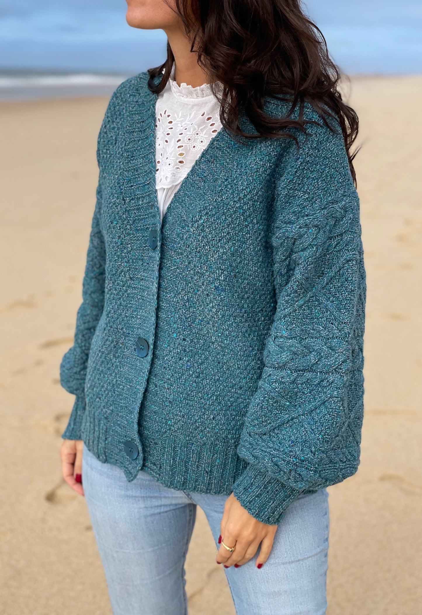 Chaqueta Kinsale de lana merina en punto Aran