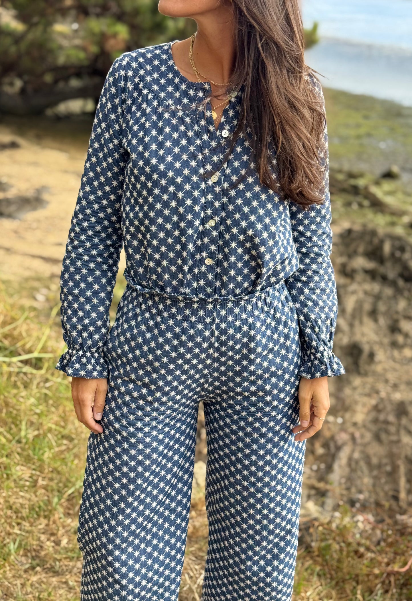Pantalón Fleur denim bordados