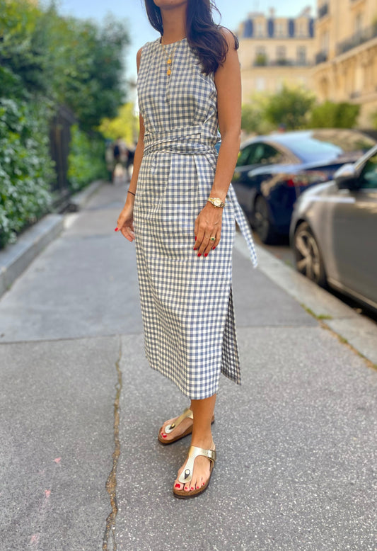 Jackie blue gingham dress