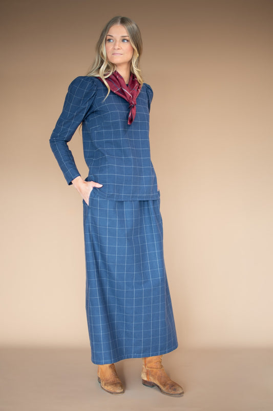 Jade linen striped skirt