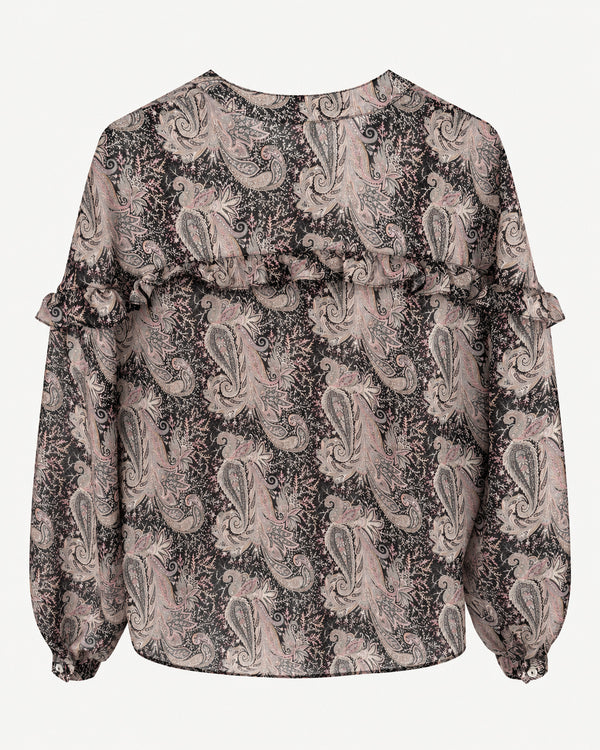 Blusa Alessia Paisley preto – peça isolada de costas | Boj Woman