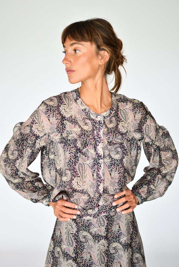 Blusa Alessia Paisley preto – vista frontal | Boj Woman