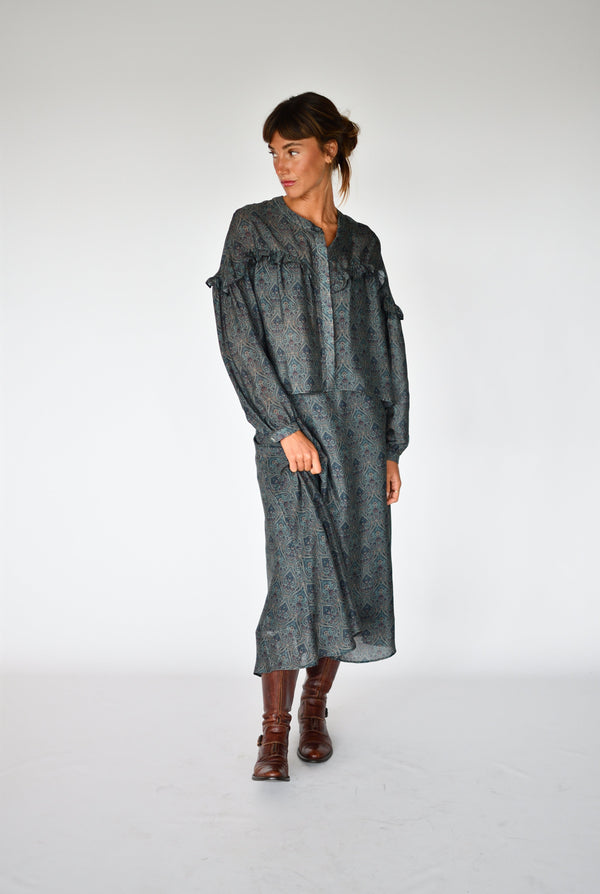 Total Look Alessia y Celine Paisley verde – Blusa Alessia Paisley verde, foto 3 | Boj Woman
