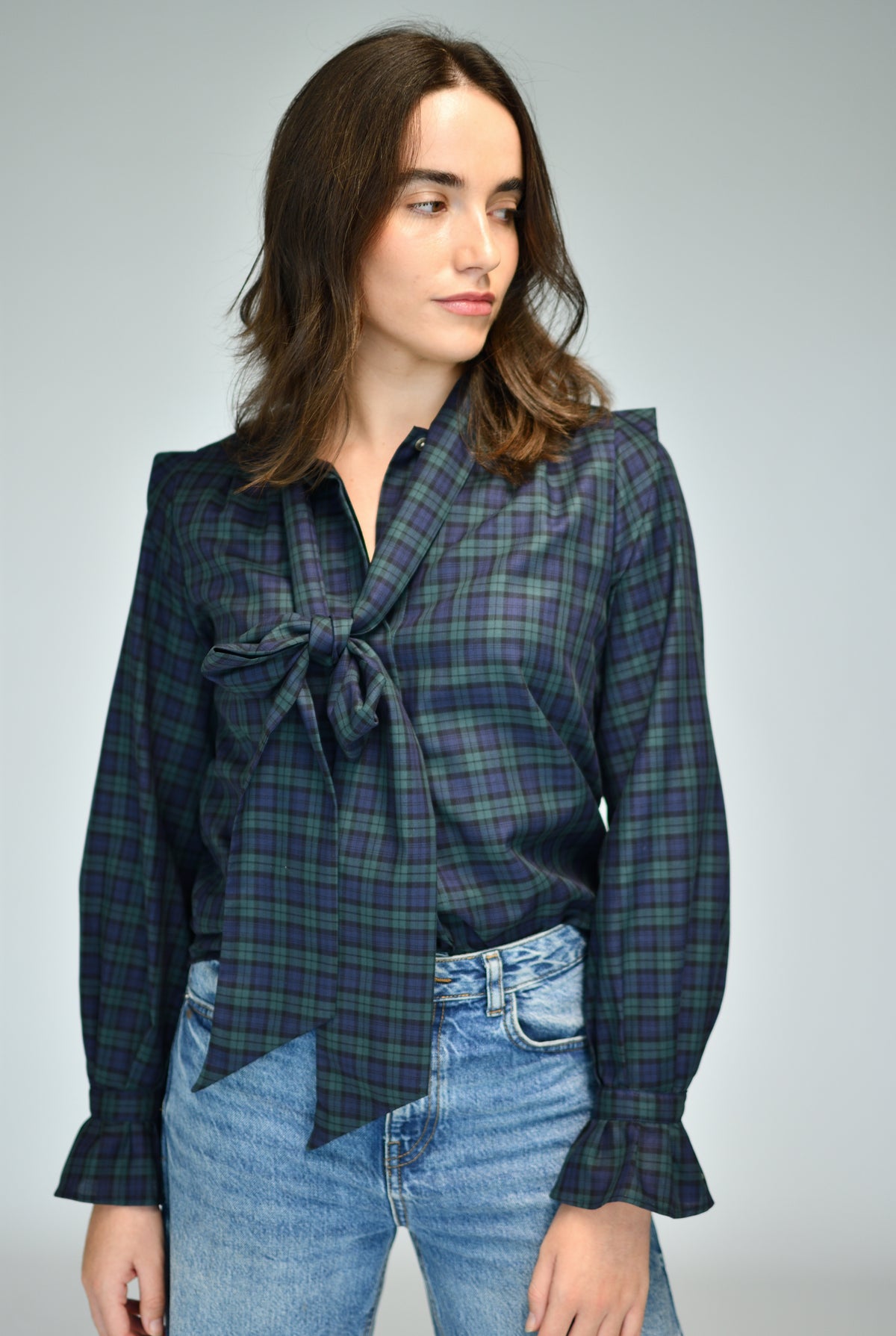 Blusa Alina Check – con la lazada anudada | Boj Woman