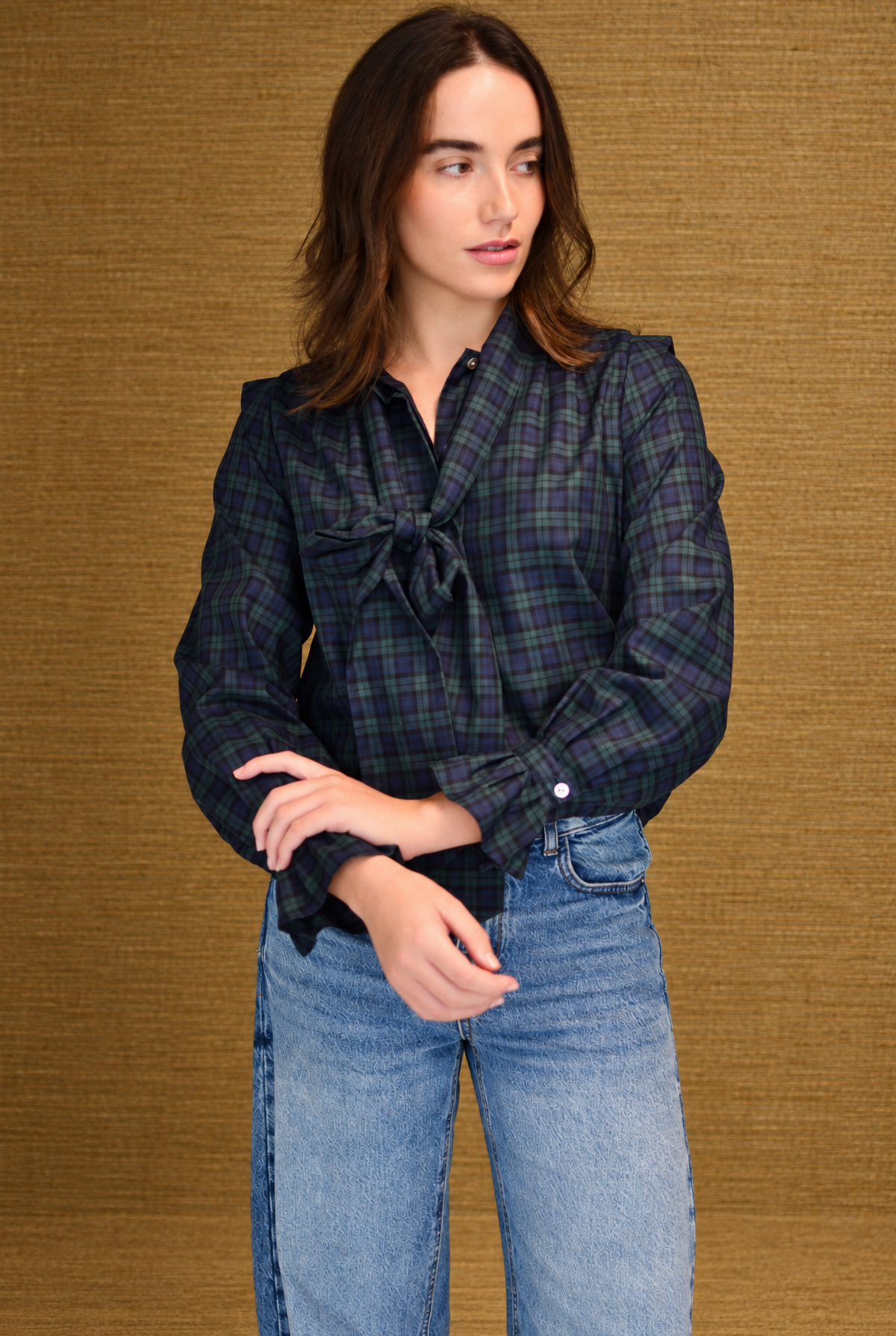 Blusa Alina Check – vista tres cuartos | Boj Woman