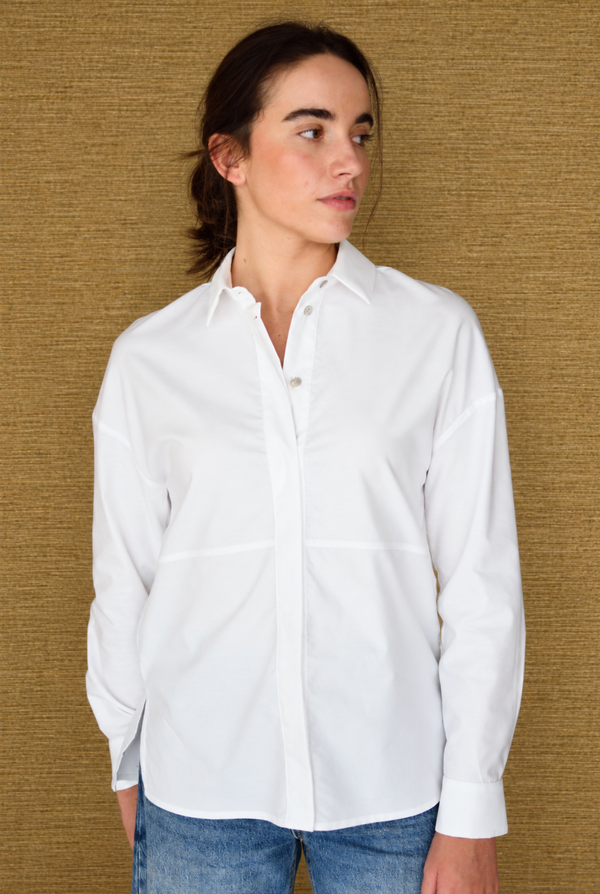 Camisa Eleonore Branco – vista a três quartos | Boj Woman