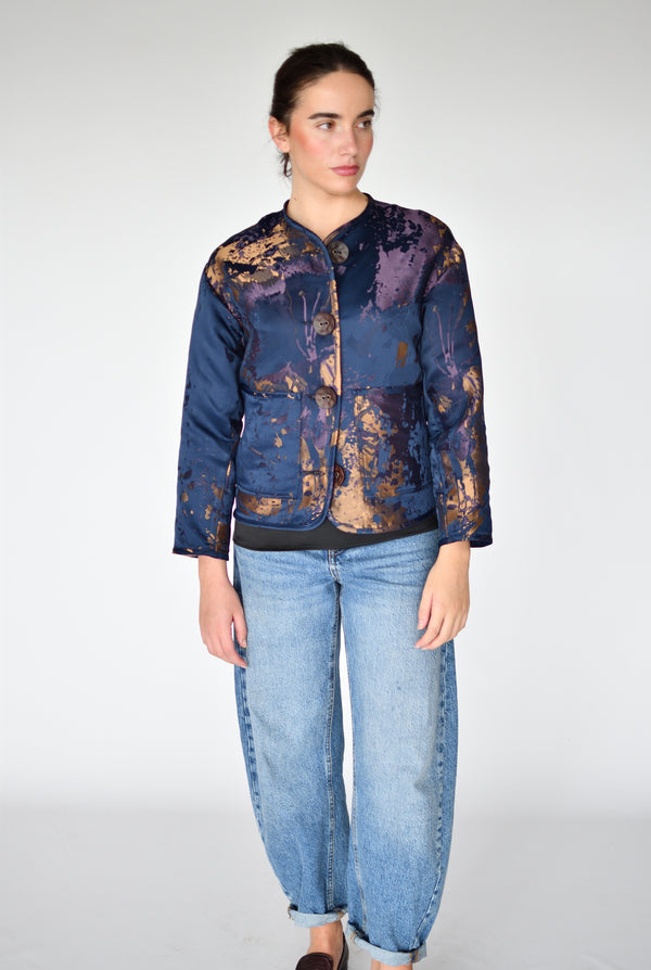Casaco Jacquard Beringela – corpo inteiro | Boj Woman
