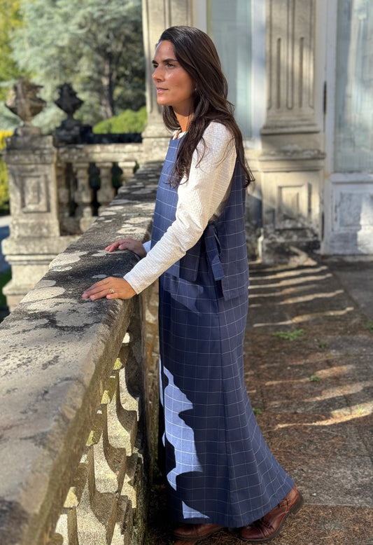 Jade linen striped skirt