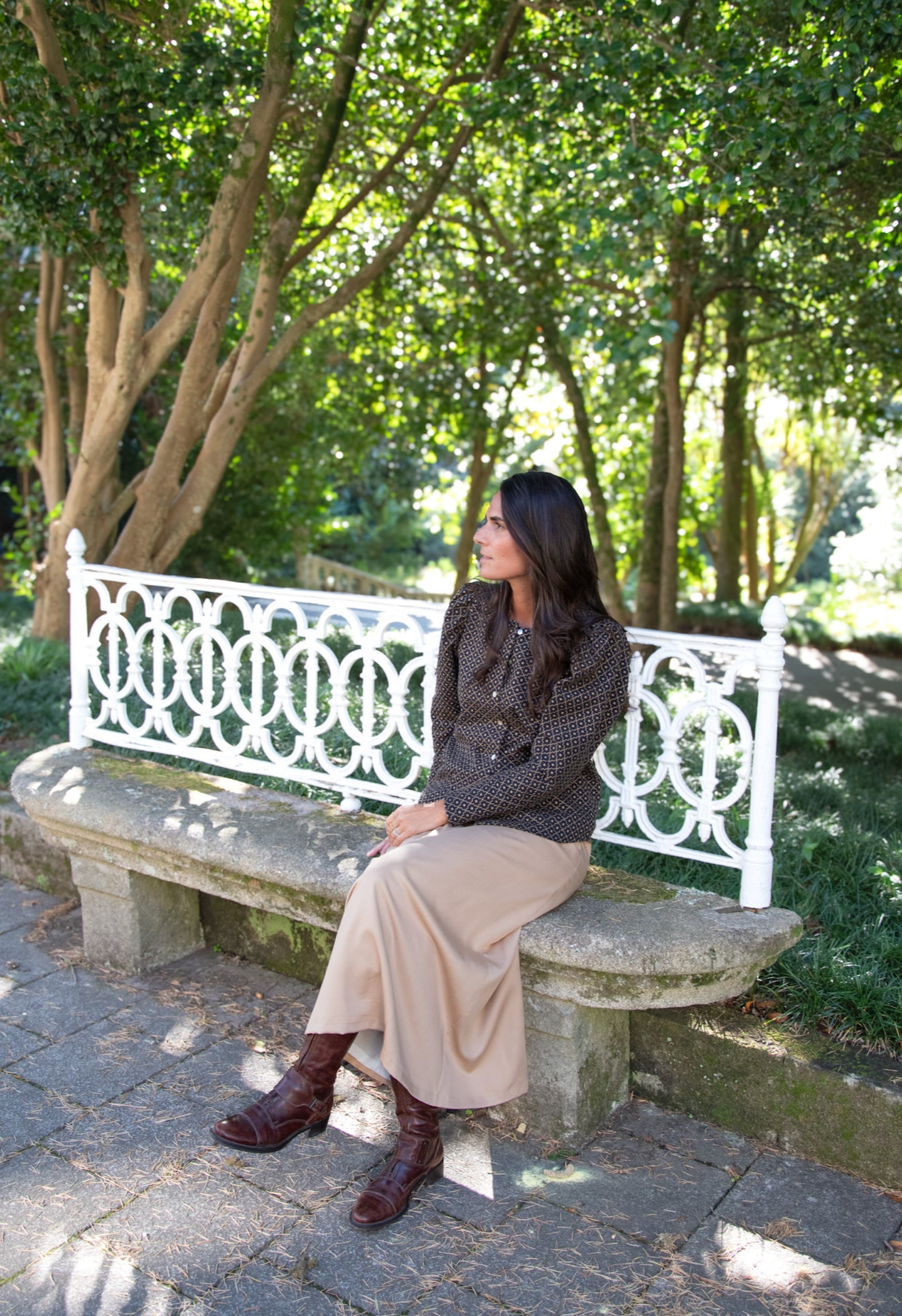 Jade linen striped skirt