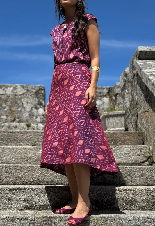 Jade linen striped skirt