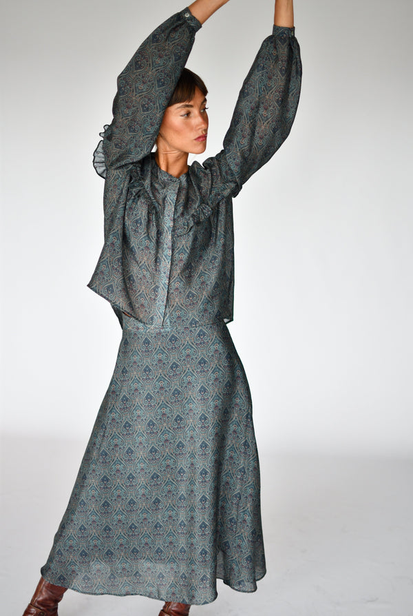 Total Look Alessia y Celine Paisley verde – Falda Celine Paisley verde, foto 1 | Boj Woman