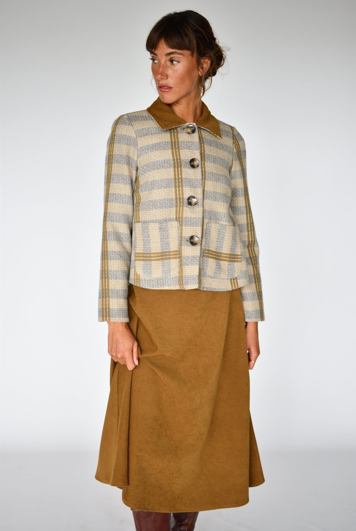 Falda Micropana Camel – vista frontal | Boj Woman