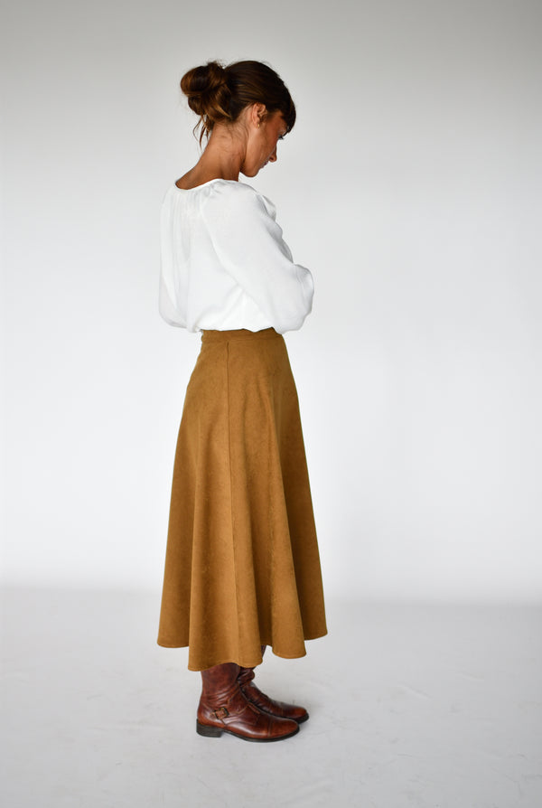 Saia Bombazina Camel – vista lateral | Boj Woman
