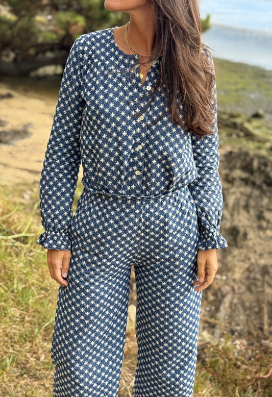 Pantalón Fleur denim bordados