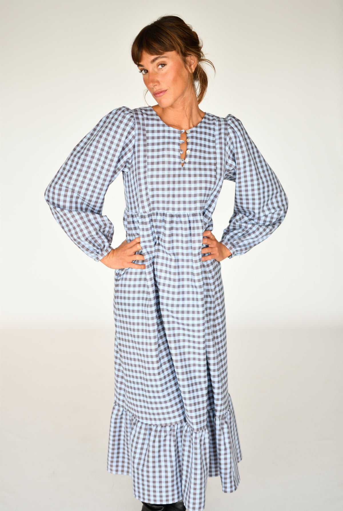 Vestido Alessandra Vichy azul – vista frontal | Boj Woman