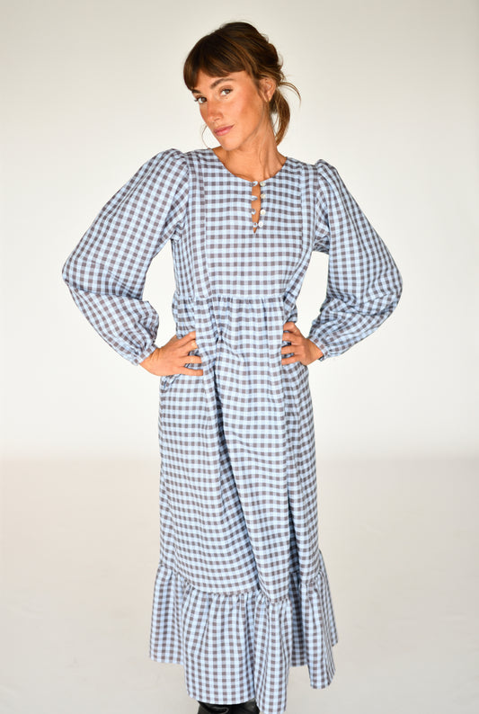 Vestido Alessandra Vichy azul – vista frontal | Boj Woman