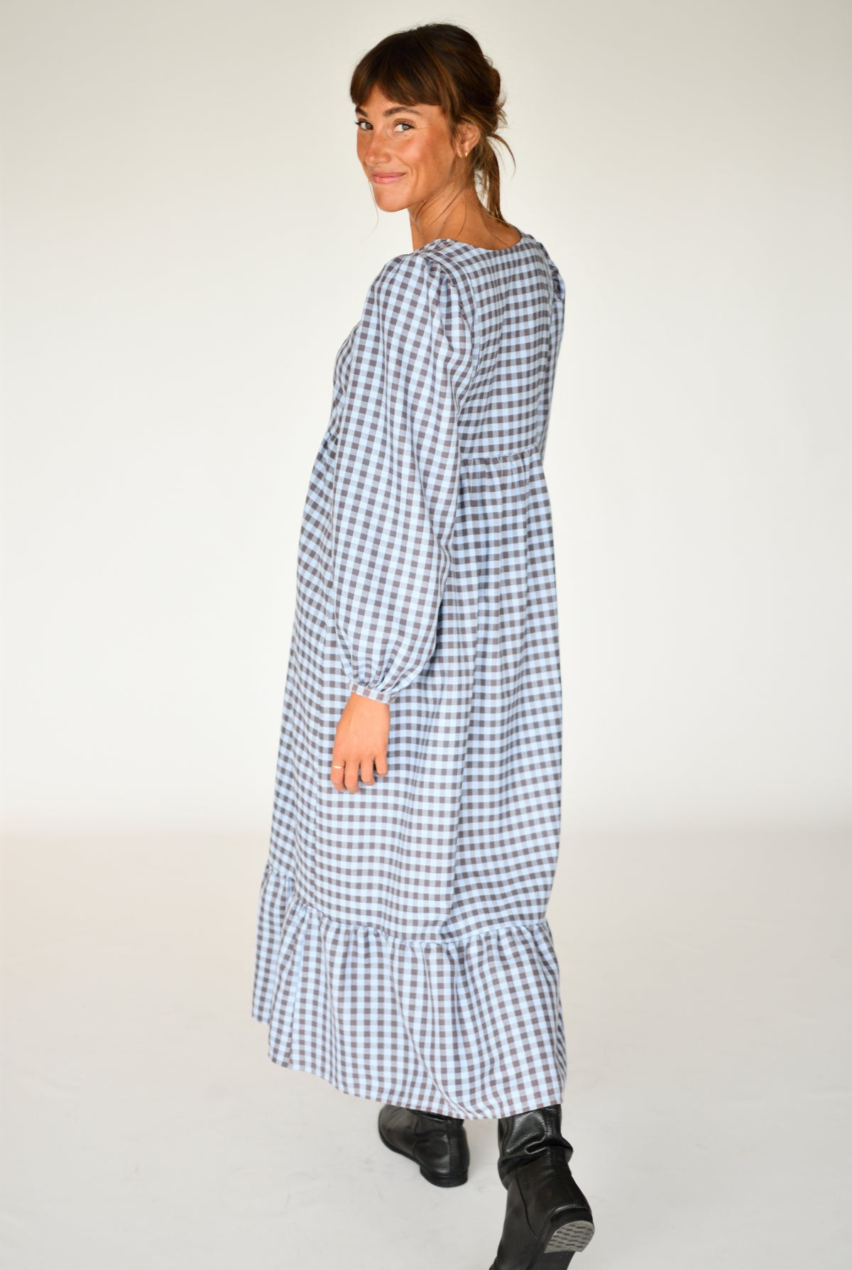 Vestido Alessandra Vichy azul – vista lateral | Boj Woman