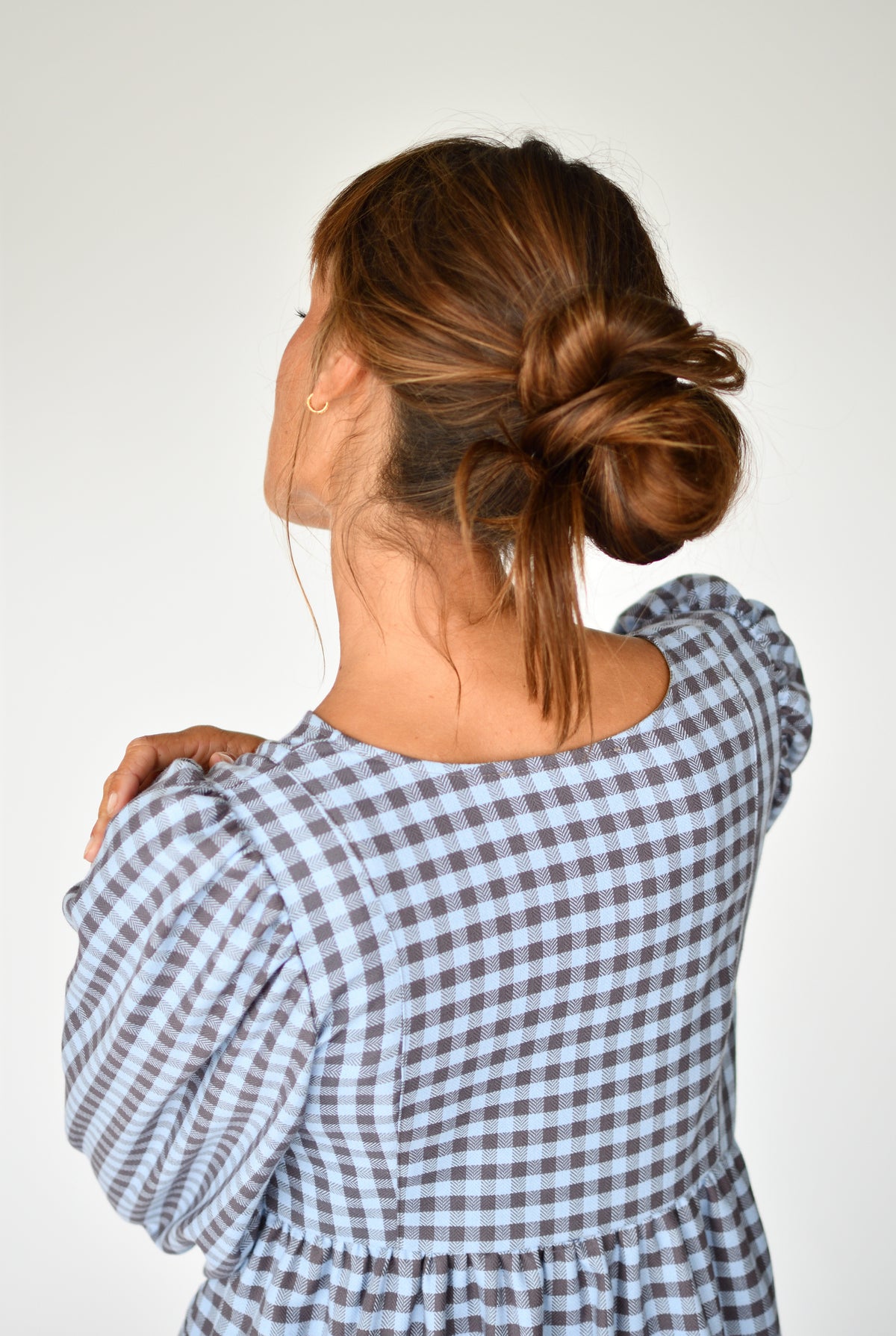 Vestido Alessandra Vichy azul – costas | Boj Woman