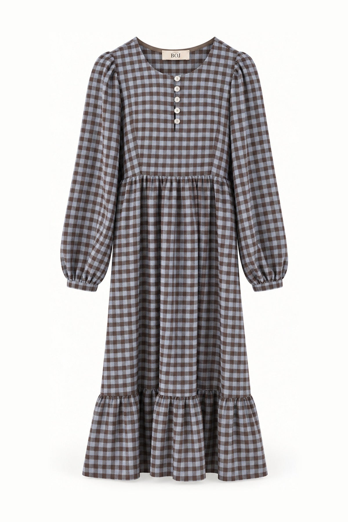 Vestido Alessandra Vichy azul – peça isolada de frente | Boj Woman