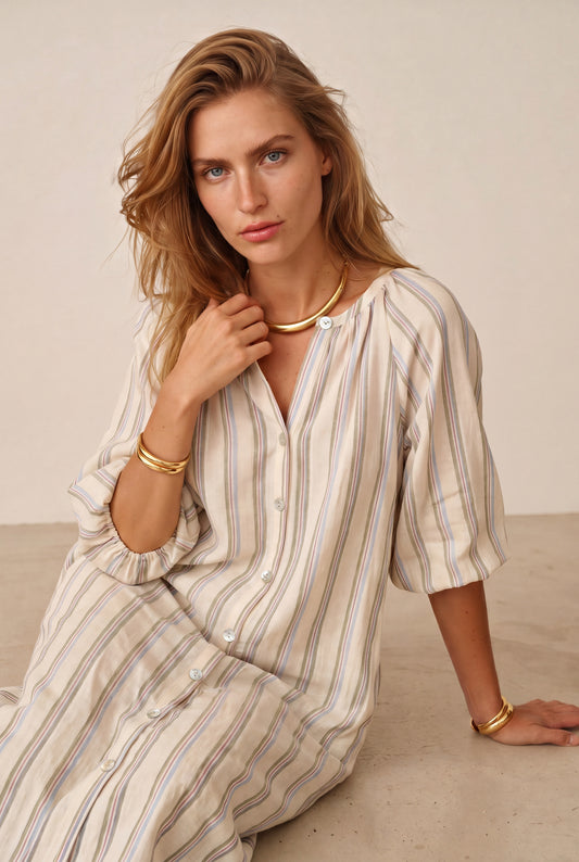 Vestido Aline lino verde