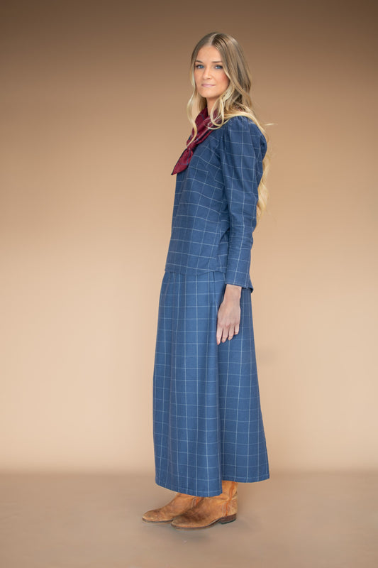 Jade linen striped skirt