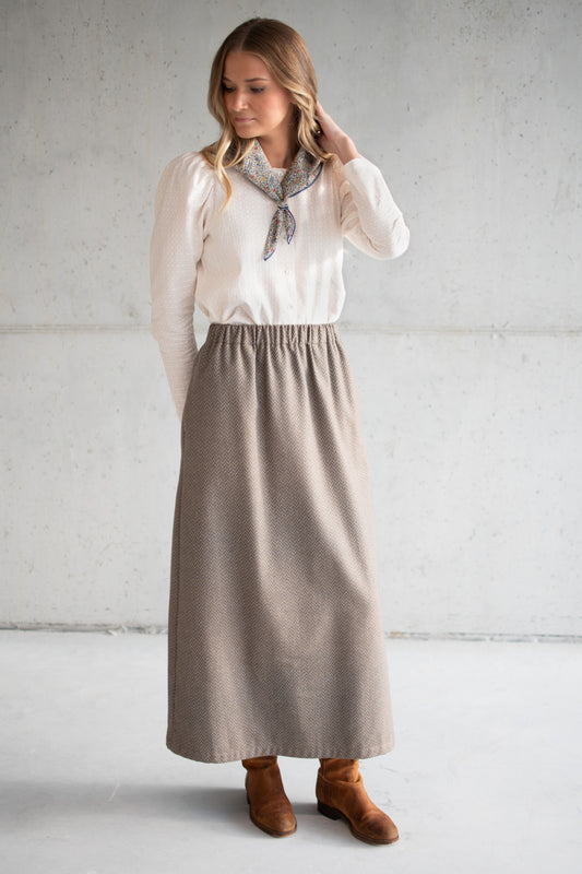 Jade linen striped skirt