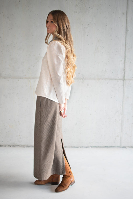 Jade linen striped skirt